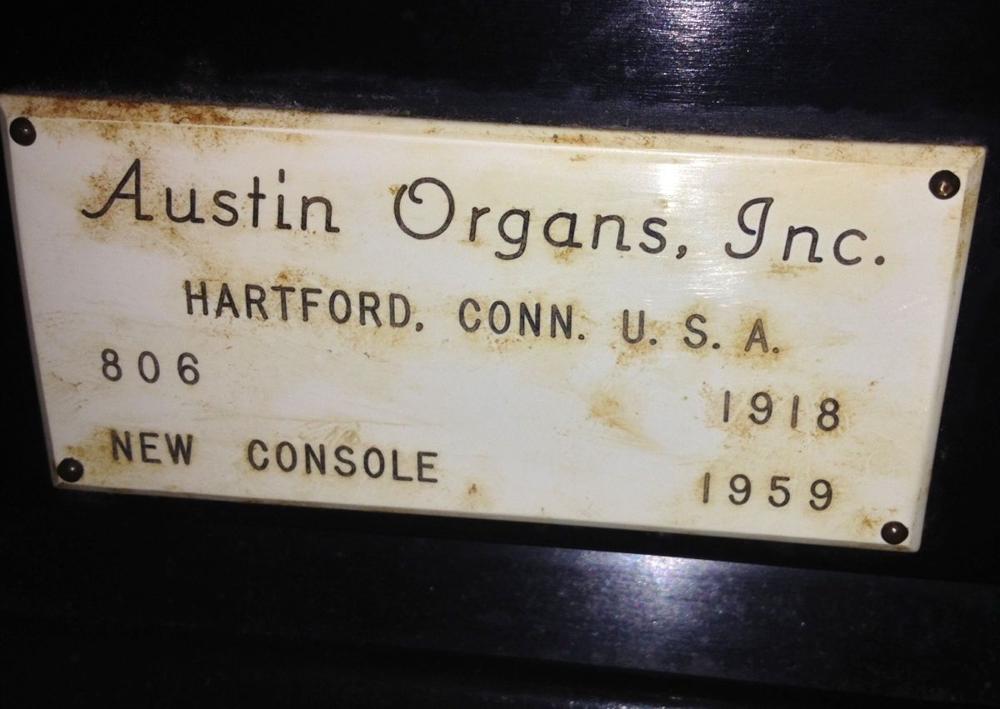 Austin Organ Co. Opus 806, 1918 First United Methodist Church